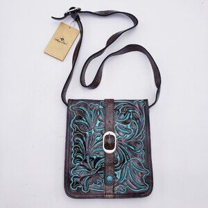 Patricia Nash Women Turquoise Tooled Venezia Crossbody Bag Purse Turquoise